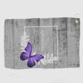Paarse Butterfly Rustic Golf Towel Golfhanddoek (Horizontaal)