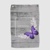 Paarse Butterfly Rustic Golf Towel Golfhanddoek (Voorkant)