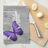 Paarse Butterfly Rustic Kitchen Towel Theedoek (Quarter Fold)