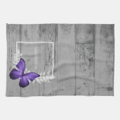 Paarse Butterfly Rustic Kitchen Towel Theedoek (Horizontaal)