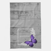 Paarse Butterfly Rustic Kitchen Towel Theedoek (Verticaal)