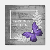 Paarse Butterfly Rustic Magnet (Voorkant)