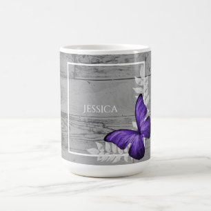 Paarse Butterfly Rustic Personal Coffee Mok