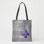 Paarse Butterfly Rustic Personalized Canvas tas (Voorkant)