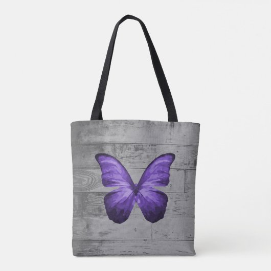 Paarse Butterfly Rustic Personalized Canvas tas (Achterkant)