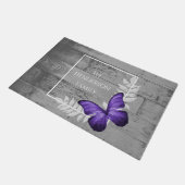 Paarse Butterfly Rustic Personalized Doormat Deurmat (Schuin)