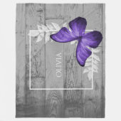 Paarse Butterfly Rustic Personalized Fleece Deken (Voorkant)