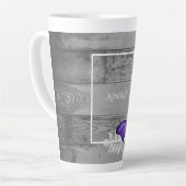 Paarse Butterfly Rustic Personalized Latte Mok (Linkerhoek)