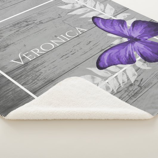 Paarse Butterfly Rustic Personalized Sherpa Deken (3/4)