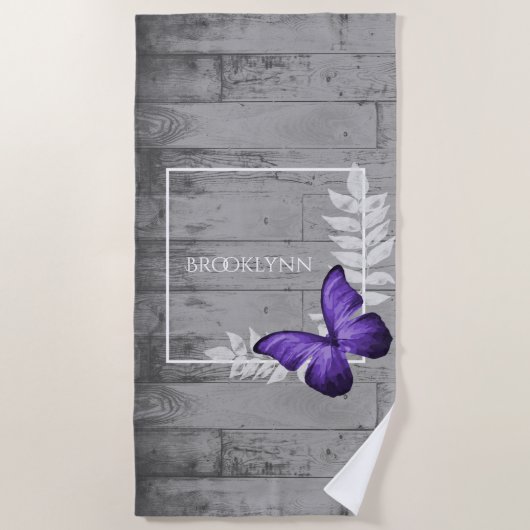 Paarse Butterfly Rustige Handdoek (Voorkant)