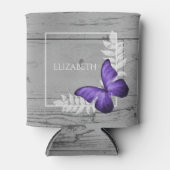 Paarse Butterfly Rustische Koelbox Blikjeskoeler (Voorkant)