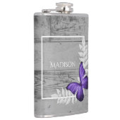 Paarse Butterfly Rustische kolf Heupfles (Rechts)