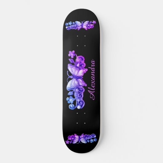 Paarse Butterfly - Speciaal Persoonlijk Skateboard (Voorkant)