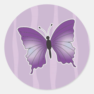 Paarse Butterfly-sticker Ronde Sticker