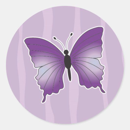 Paarse Butterfly-sticker Ronde Sticker (Voorkant)