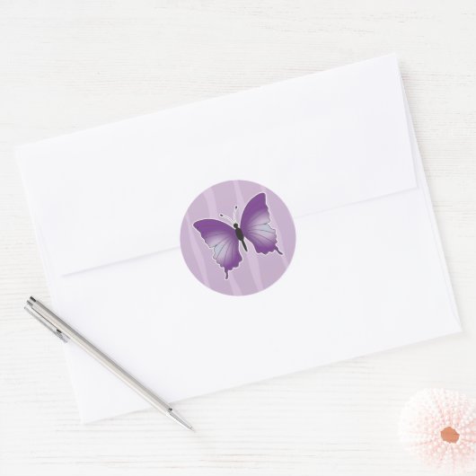 Paarse Butterfly-sticker Ronde Sticker (Envelop)