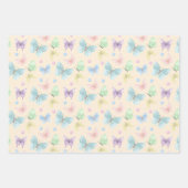 Paarse Butterfly Stripe Metallic Gift Inpakpapier Vel (Voorkant)