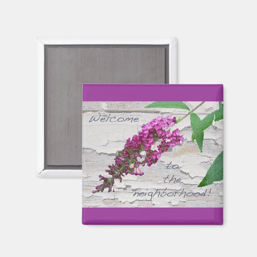 Paarse Butterfly Struik Welcome Magnet (Voorkant / Achterkant)
