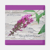 Paarse Butterfly Struik Welcome Magnet (Voorkant)