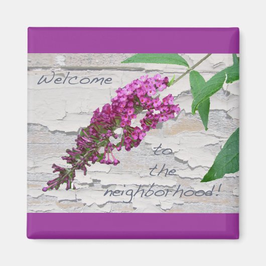 Paarse Butterfly Struik Welcome Magnet (Voorkant)