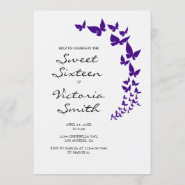 Paarse Butterfly Sweet 16 Uitnodiging