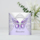 Paarse Butterfly Tiara Quinceanera 15de partij Kaart (Staand voorkant)