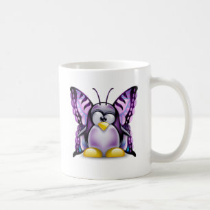 Paarse Butterfly Tux (Linux Tux) Koffiemok