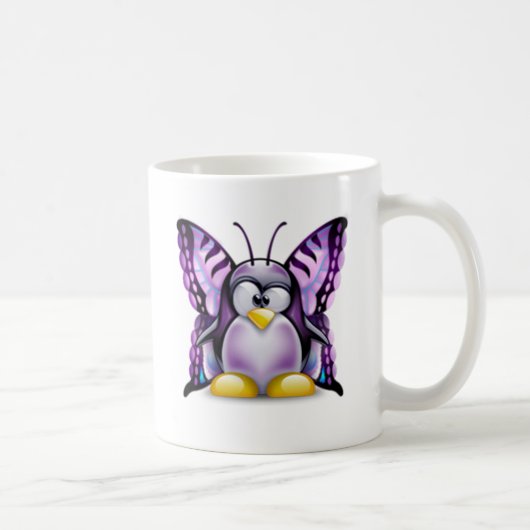 Paarse Butterfly Tux (Linux Tux) Koffiemok (Rechts)