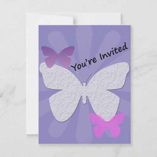 Paarse-Butterfly-uitnodiging Kaart (Voorkant)