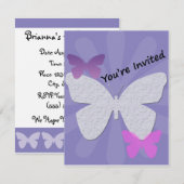 Paarse-Butterfly-uitnodiging Kaart (Voorkant / Achterkant)