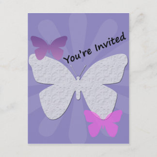 Paarse-Butterfly-uitnodiging Kaart