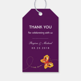 Paarse Butterfly Weddenschap voor Label met cadeau Cadeaulabel