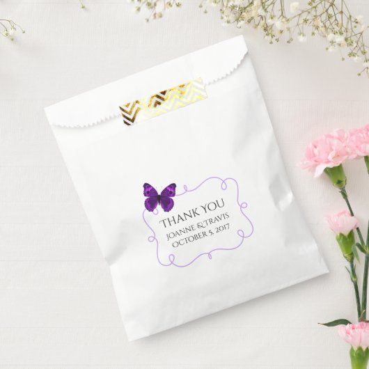 Paarse Butterfly Wedding Favor Bag Bedankzakje (Gezegeld)