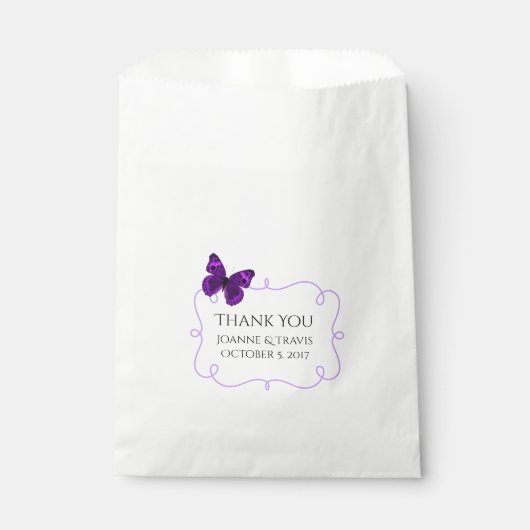 Paarse Butterfly Wedding Favor Bag Bedankzakje (Voorkant)