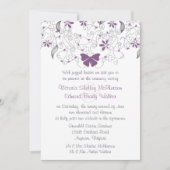 Paarse Butterfly Whimsy Wedding Invitation Kaart (Voorkant)