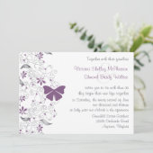 Paarse Butterfly Whimsy Wedding Invitation Kaart (Staand voorkant)