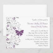 Paarse Butterfly Whimsy Wedding Invitation Kaart (Voorkant / Achterkant)