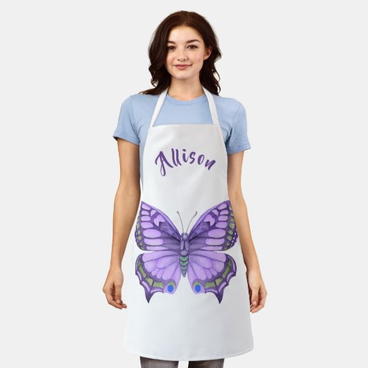 Paarse Butterfly White Women's Name Schort (Gedragen)