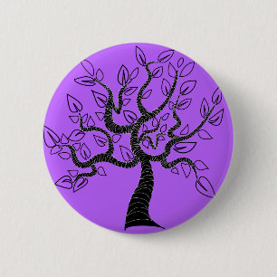Paarse Button met Tree Art of Kies Kleur