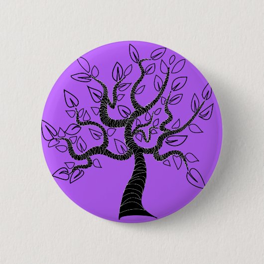 Paarse Button met Tree Art of Kies Kleur (Voorkant)