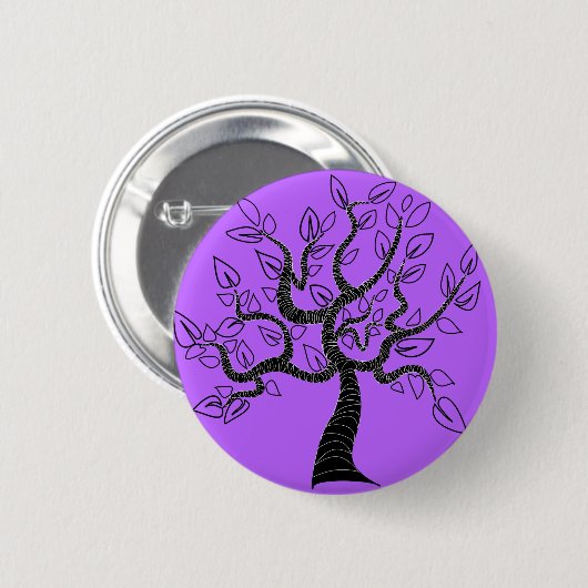Paarse Button met Tree Art of Kies Kleur (Voorkant /achterkant)