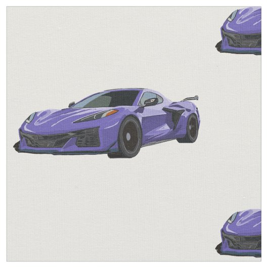Paarse C8 Corvette Hand getrokken schetsstof Stof (Close Up)