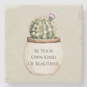 Paarse Cactus Bloem Stenen Onderzetter