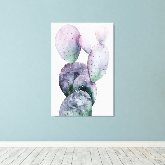 Paarse Cactus Canvas Afdruk (Insitu (Houten vloer))