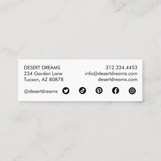 Paarse Cactus Flower Desert Garden Photo Travel Mini Visitekaartje (Achterkant)