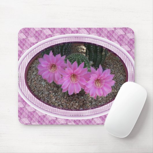 Paarse Cactus Flowers Muismat (Met muis)