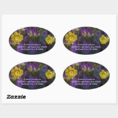 Paarse cactus met gele bloemen Adresetiketten Ovale Sticker (Vel)