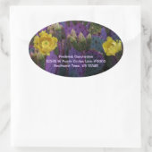 Paarse cactus met gele bloemen Adresetiketten Ovale Sticker (Tas)