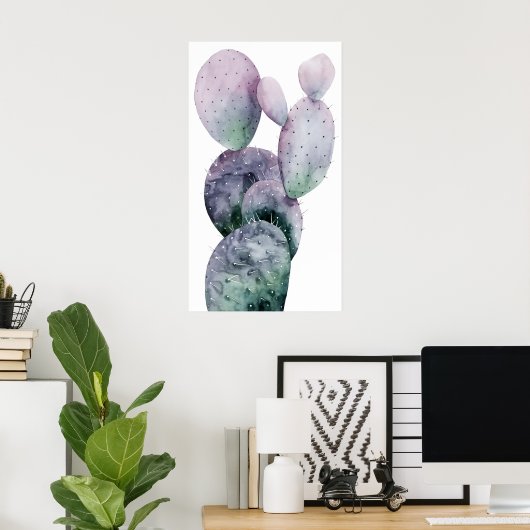 Paarse Cactus Poster (Thuiskantoor)