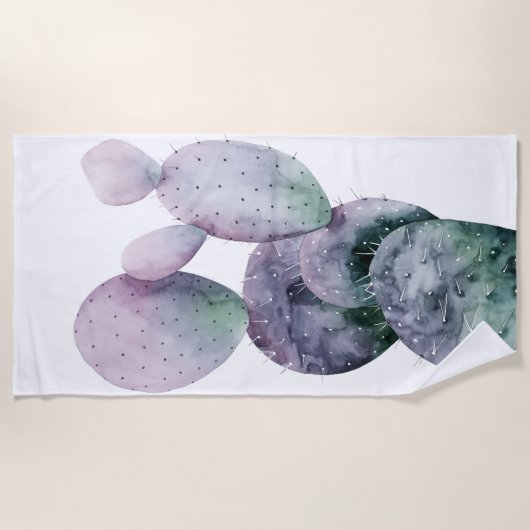 Paarse Cactus Strandlaken (Voorkant)